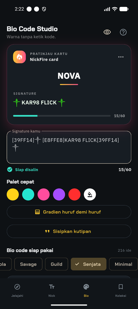 Bio Code Studio with a colored signature