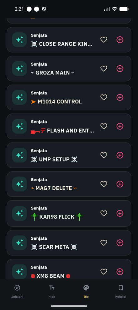 Weapon-themed bio codes